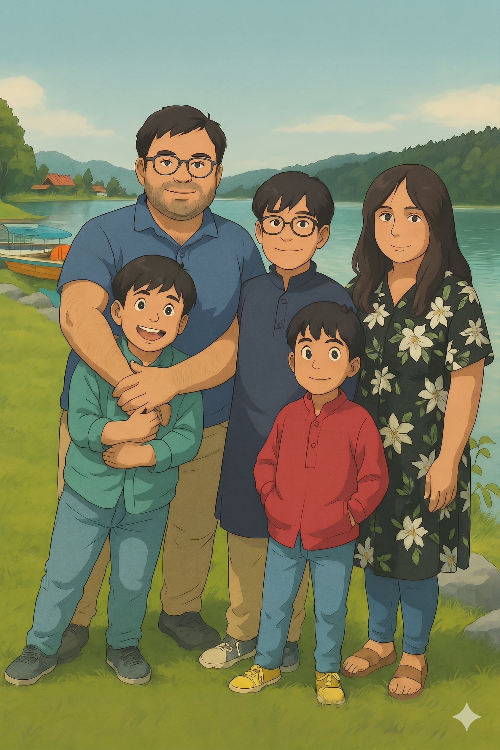 The whole family together — Ghibli-style
