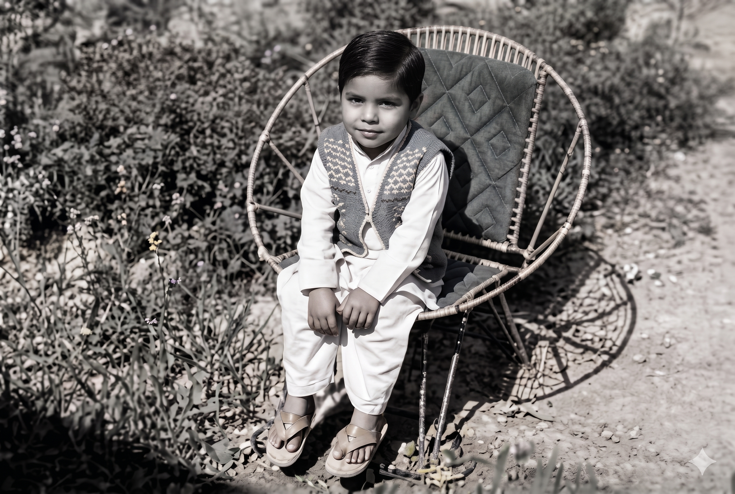 Khurram at four years old — black and white