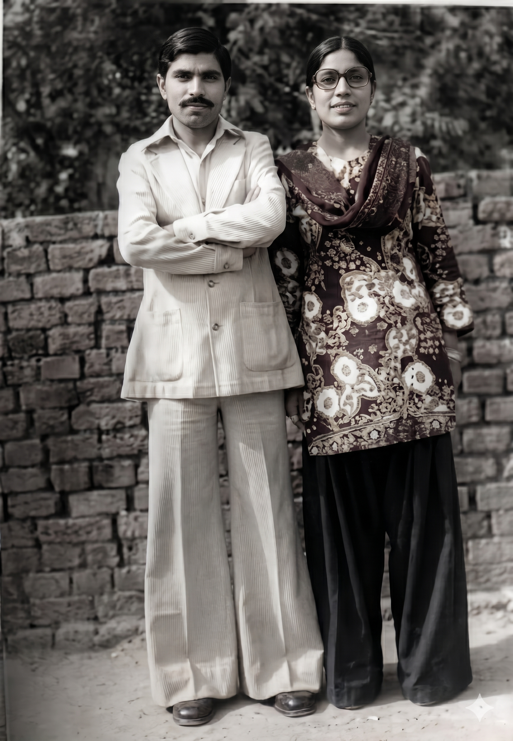 Parents on their wedding day, 1978 — black and white